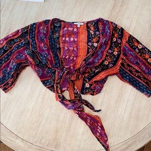 Kimono crop top tie waist